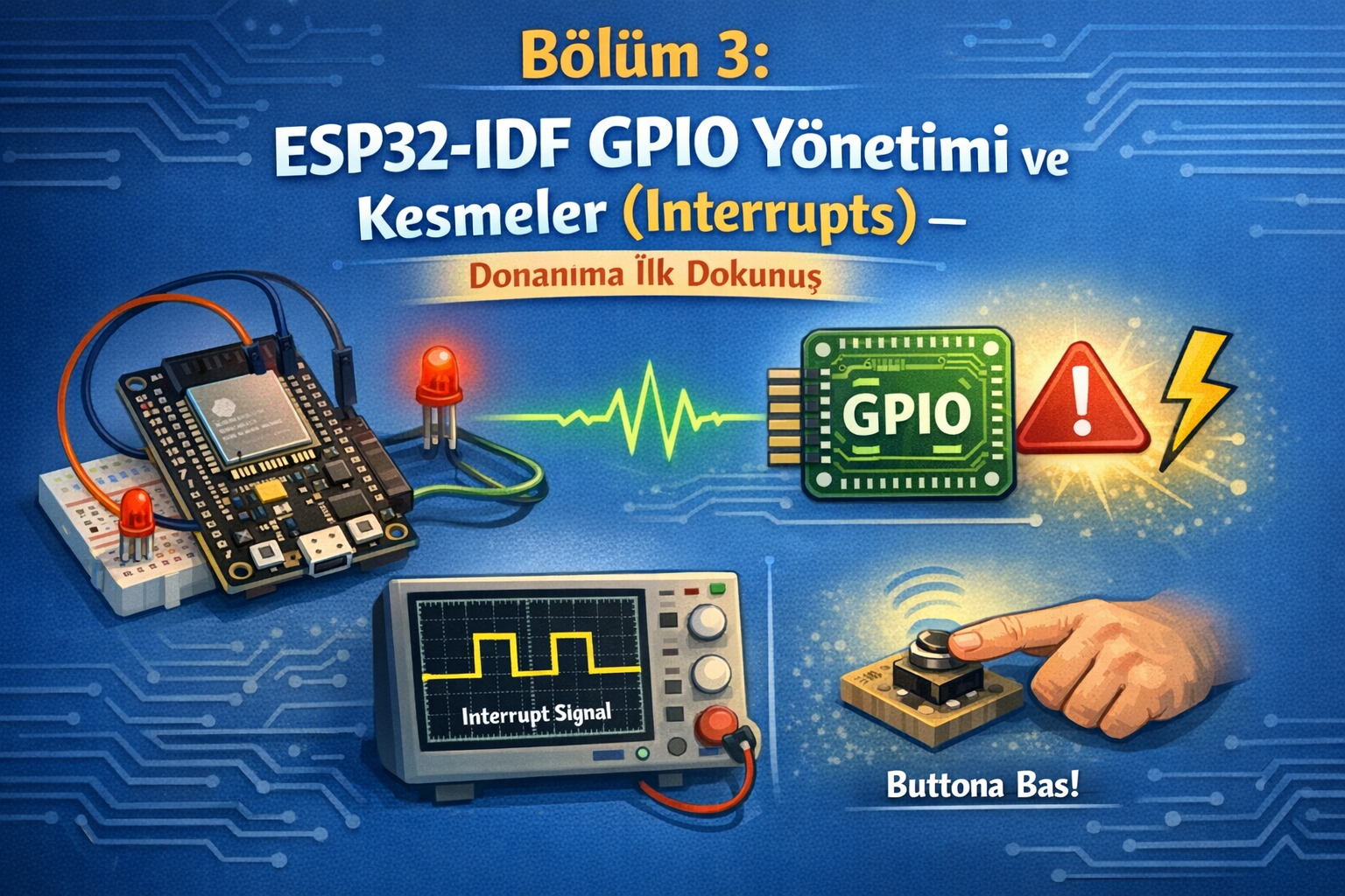 Bölüm 3: ESP32-IDF GPIO Yönetimi ve Kesmeler (Interrupts) – Donanıma İlk Dokunuş