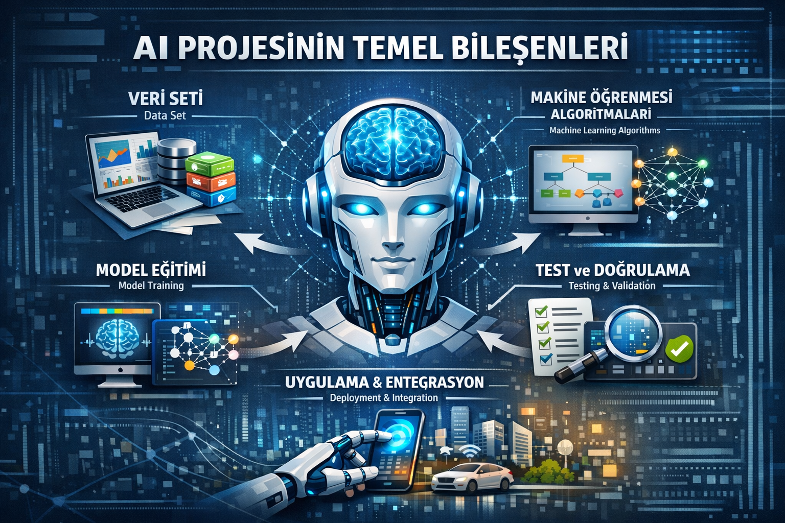 Bir AI projesinin temel bileşenleri nelerdir?